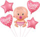 Set Balloons Baby Girl Birth 5 Pieces