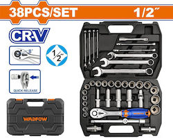 Wadfow Ratchet With Sockets 1\2" & 3\8" 38 Pieces Wadfow Ratchet With Sockets 1\2" & 3\8" 38 Pieces