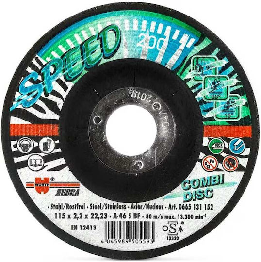 Disc de Șlefuire Inox Ceramic 180x3x22.23 Ka80tbf Zebra Wurth
