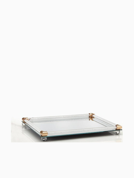 Wedding Tray made of Glass with Mirror Gold 1pcs