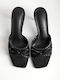 Suede Mules with Thin High Heel in Black Color