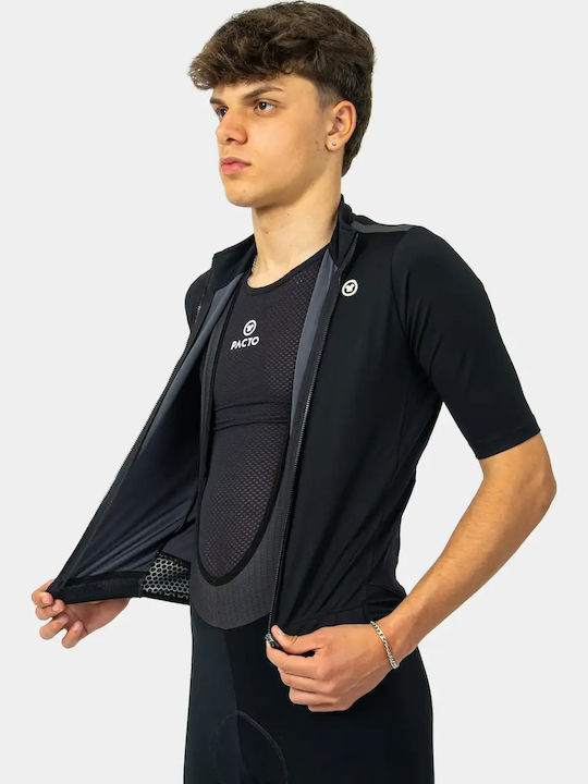 Pacto Men's Cycling Windbreaker Jacket Short Sleeve Black