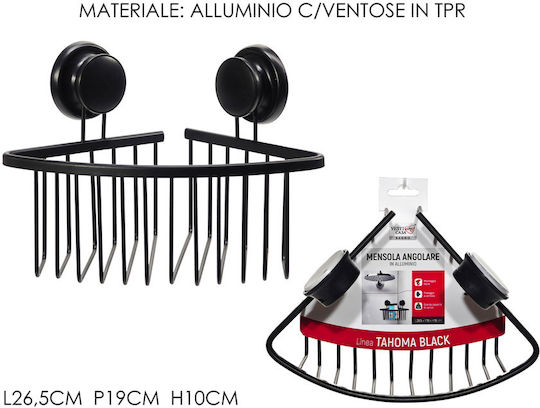 General Trade Colțar Montat pe perete Raft Baie Metal Neagră