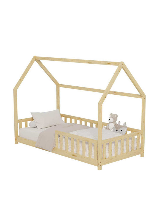Pat pentru Copii Single Bej pentru Saltea 90x190cm