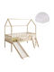 Kinderbett Hochbett Einzel mit Matratze Beiges 90x190cm