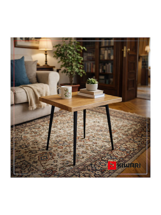 Square Central Coffee Table Daro Made of Solid Black Wood W60xL60xH55cm