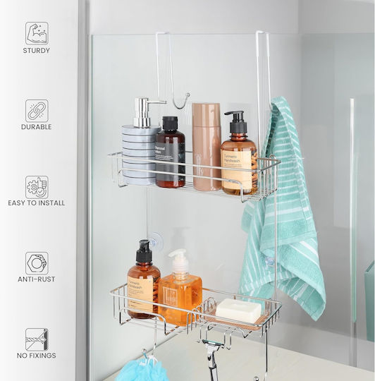 Belle Vous Wall Mounted Bathroom Shelf Metallic 31x12x66cm Gray