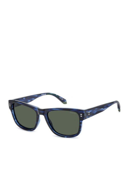 Polaroid Unisex Sunglasses with Green Horn-Rimm...