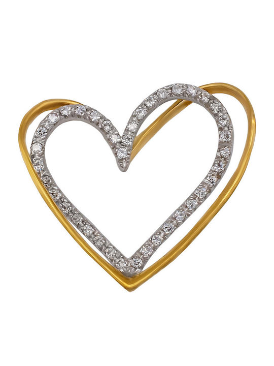 Savvas Design Hängendes Charm mit Steinen aus 14K Gold mit Zirkon AMEN04217
