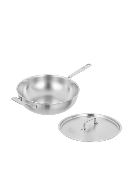 Kuhn Rikon Culinary Fiveply Wok Din Oțel Inoxidabil Cu Capac Cu Acoperire Ceramică 28cm