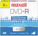 Maxell Εγγράψιμα DVD-R 16x 4.7GB Cake Box 5τμχ