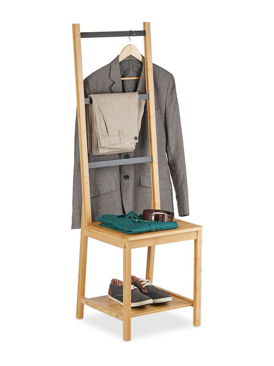 Relaxdays Cuier de podea din Bambus Bej 133x40cm