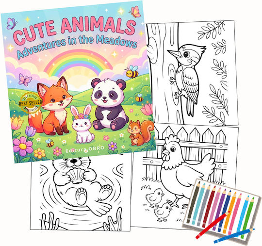Obro Cute Animals Coloring Book Kids 40 Illustrations Thick Pages 21 X 21 Cm