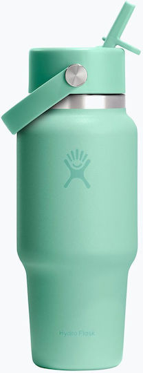 Hydro Flask Travel Flasche Thermosflasche Rostfreier Stahl 621ml Mermaid Green mit Stroh