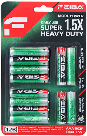 Super Heavy Duty Μπαταρία Zinc AAA 12τμχ