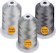 Embroidery Thread Set 3 Spools 5000 M Shades Gray