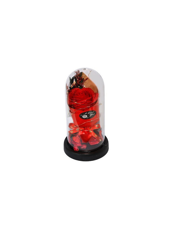 Stoff-Glocke Blumenstrauß mit Rose & LED-Licht – 21×11 Cm