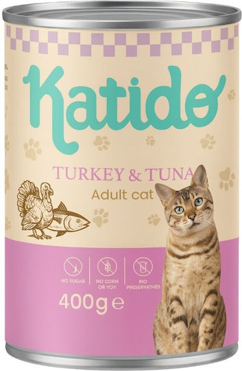 Katido Nassfutter fr Katzen mit Trkei und Thunfisch ohne Getreide 400gr  DLKKTIKAM0007 | Skroutz Germany
