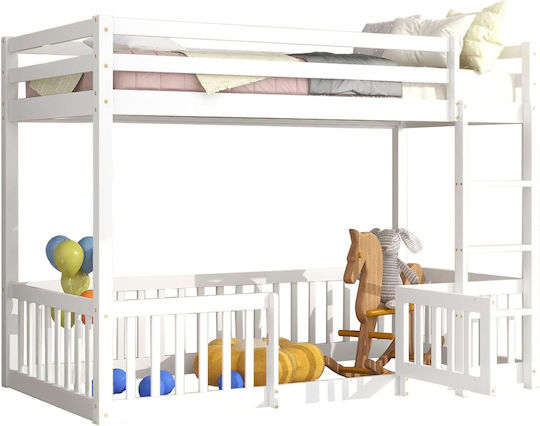 Kids Bed Loft Bed Single White for Mattress 90x190cm