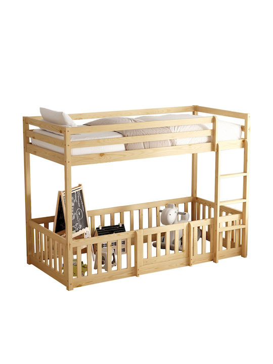 Kinderbett Hochbett Einzeln Beige für Matratze 90x190cm