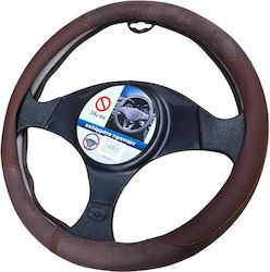 Car Steering Wheel Cover with Diameter 37-38cm made of Leatherette Brown