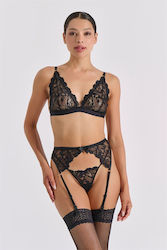 Milena Women's Set Bralette Garter String Lace Red