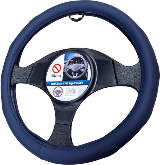 Car Steering Wheel Cover with Diameter 37-38cm made of Leatherette Blue