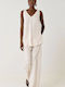 Women's Blouse Sleeveless with V Neckline White