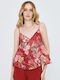 Women's Blouse with Straps & V Neckline Chili