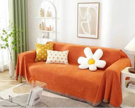 SpitiBazaar Σετ Ριχτάρια 3τμχ Chenille Πορτοκαλί