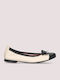 Shirley Leather Women's Ballerina Shoes in Beige Color