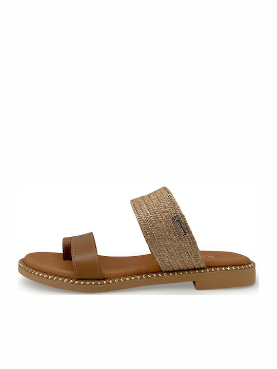 Ragazza Leather Women's Flat Sandals in Brown C...