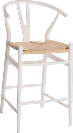 Stool Bar with Backrest Metallic White 48x53x100cm