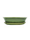 Bonsai Pot Ceramic Green with Saucer 25x18x6cm.