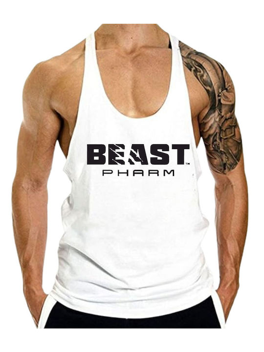 Herren Stringer Tank Top Beast Pharm Arn304 Weiß