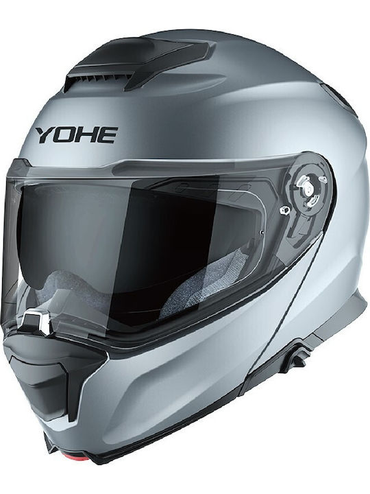 Yohe 937 Glossy Grey Motorcycle Helmet Flip-Up ...
