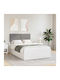 Pat Semi-dublu Din Lemn Masiv Gri Deschis Cu Plăci Potrivit Pentru Saltea 120x190cm