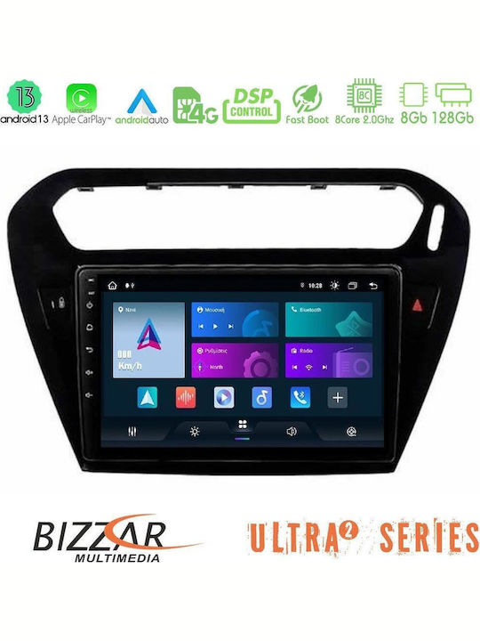 Bizzar Car Audio System for Peugeot 301 Citroen C-Elysee 2012-2018 with Touch Screen 9" Bluetooth USB Wi-Fi GPS Apple CarPlay Android Auto