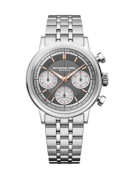 Raymond Weil Ανδρικό Ρολόι Μπαταρίας με Ασημί Μεταλλικό Μπρασελέ