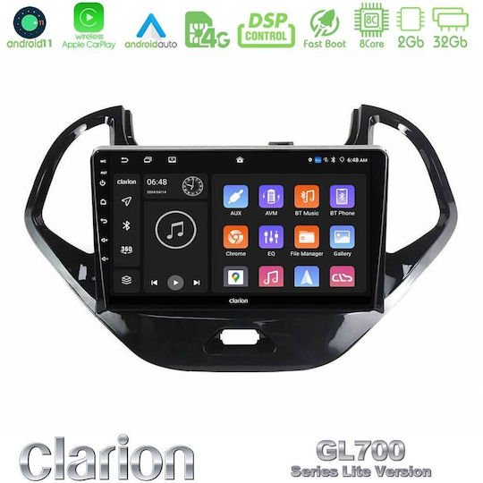 Clarion Car Audio System for Ford Ka 2016-2020 (Bluetooth/USB/WiFi/GPS/Apple-Carplay/Android-Auto) with Touch Screen 9"