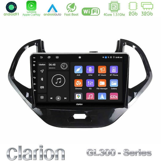 Clarion Car Audio System for Ford Ka 2016-2020 (Bluetooth/USB/AUX/WiFi/GPS/Apple-Carplay/Android-Auto) with Touch Screen 9"