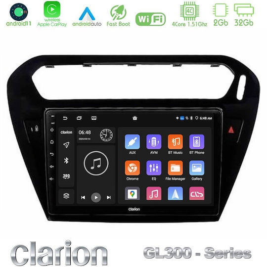 Clarion Car Audio System for Peugeot 301 Citroen C-Elysee 2012-2018 with 9" Touch Screen Bluetooth USB AUX Wi-Fi GPS Apple CarPlay Android Auto
