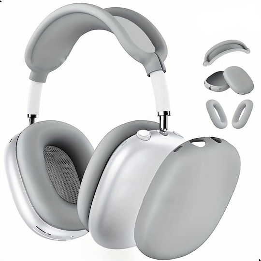 Full Cover 3 Τεμ Θήκη Συμβατή Apple Airpods Max Black Σιλικόνη Γκρι