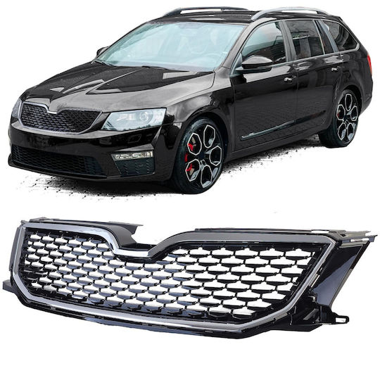 Sport Grill Mask Skoda Octavia 5e Pre-facelift 2012 2017 Without Emblem Black & Chrome Cp-42312