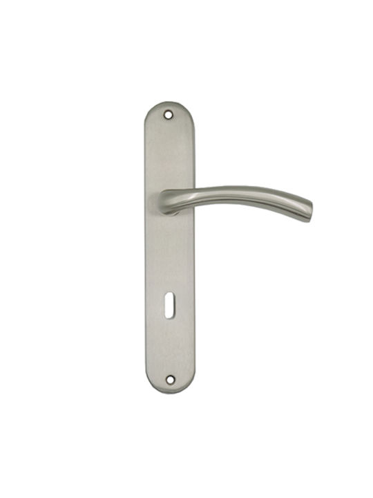 Deco Ceramica Πόμολο Μεσόπορτας με Πλάκα DK1172-OP Ζεύγος Νικελ Ματ