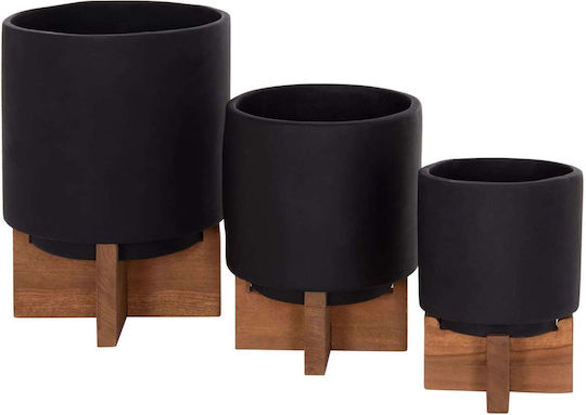 Set 3 Ghivece Negru