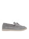 Leather Women's Loafers in Gray Color