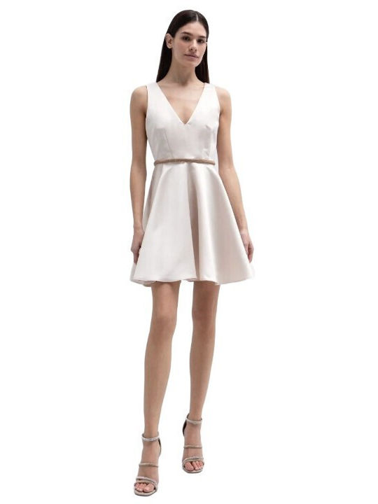 Summer Mini Evening Satin Beige Dress