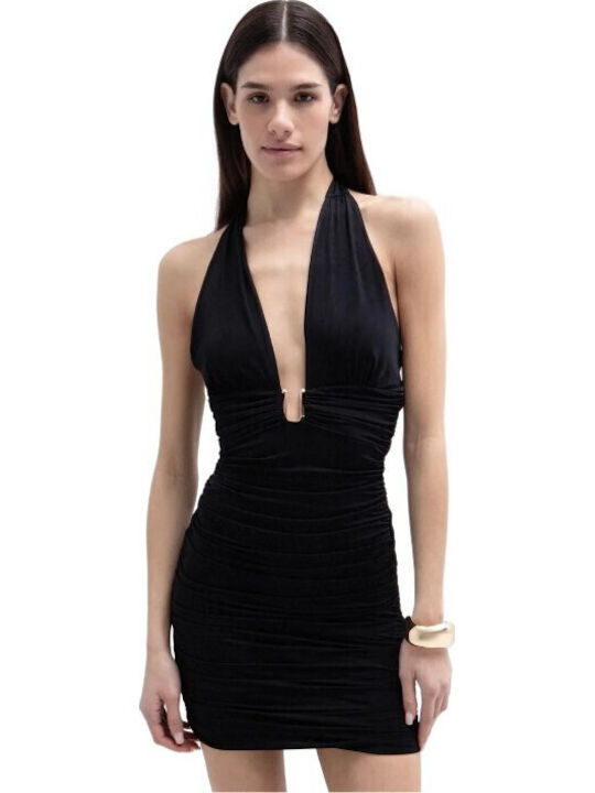 Summer Mini Evening Dress Open Back Black