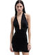 Summer Mini Evening Dress Open Back Black
